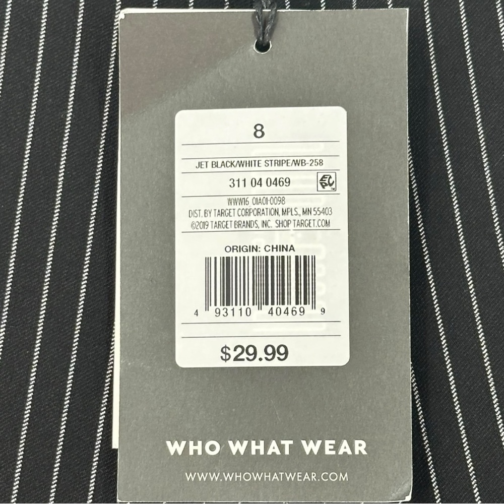 Who What Wear Women’s High Rise Stretch Cropped Pinstripe Pants Black/White Sz 8 - Picture 10 of 10